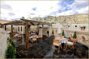 Sunak Cave Hotel in Cappadocia Terrace Cappadocia view